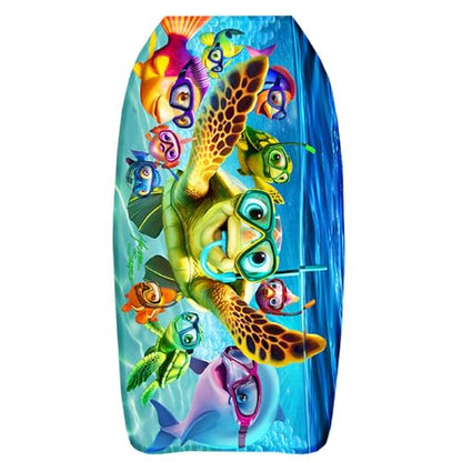 PMU 26 Inch Graphics Printed Bodyboard - Lightweight Wrist Leash Slick Bottom Boogie Board for Beach, Sea & Pool - Surfing Board for Kids, Teens & Adults Wave Conditions  Pkg/1