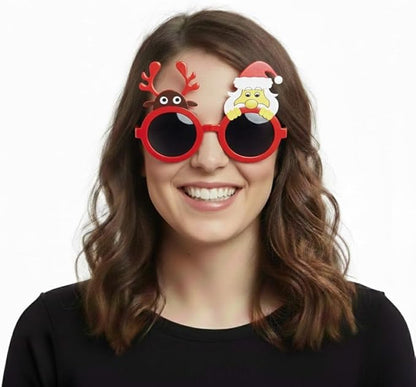 PMU Christmas Holly Sunglasses – Festive Holiday Costume Glasses, Novelty Reindeer Antler Eyewear for Adults & Kids Xmas