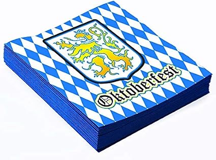 Oktoberfest Lunch Napkins Bavarian Blue and White Pattern 13"x13" (16/Pkg) Pkg/1