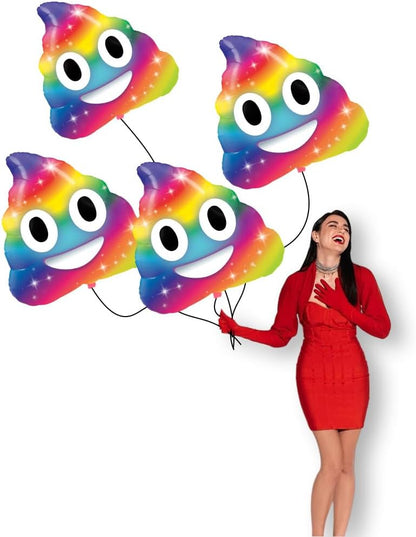 PMU 4 Pieces 30 Inches Valentine's Day Balloons, RainBow Huge Poop Balloons,Love Balloons For Special Events, Photo Props Party Decoration and Accessories (4/Pkg)