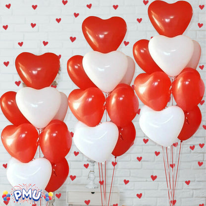 PMU Heart Shaped Balloons 15 Inch PartyTex Premium Latex Valentines Day, Weddings, Birthdays, Anniversaries, Engagements