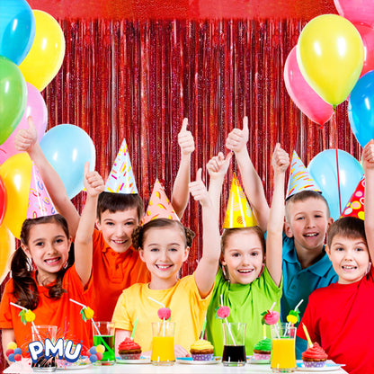 PMU Metallic Fringe Curtains | Metallic Foil Fringe Backdrop Curtains | Fringe Backdrop for Graduation, Birthday Party Decorations, Baby Shower, Disco Party |3ft x 8ft