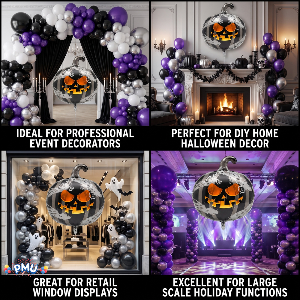PMU Halloween Mylar Foil Balloons for Halloween Party Decorations, Haunted House, Photo Booth & Spooky Celebrations