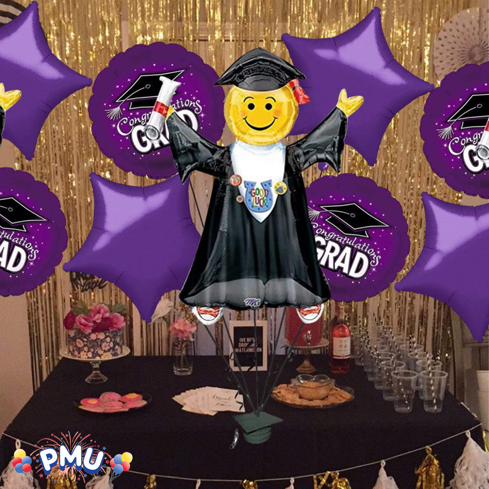 PMU Graduation Jumping Smiley Grad Balloon Bouquet (5/Pkg) Pkg/1