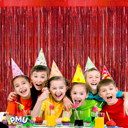 PMU Metallic Fringe Curtains | Metallic Foil Fringe Backdrop Curtains | Fringe Backdrop for Graduation, Birthday Party Decorations, Baby Shower, Disco Party |3ft x 8ft