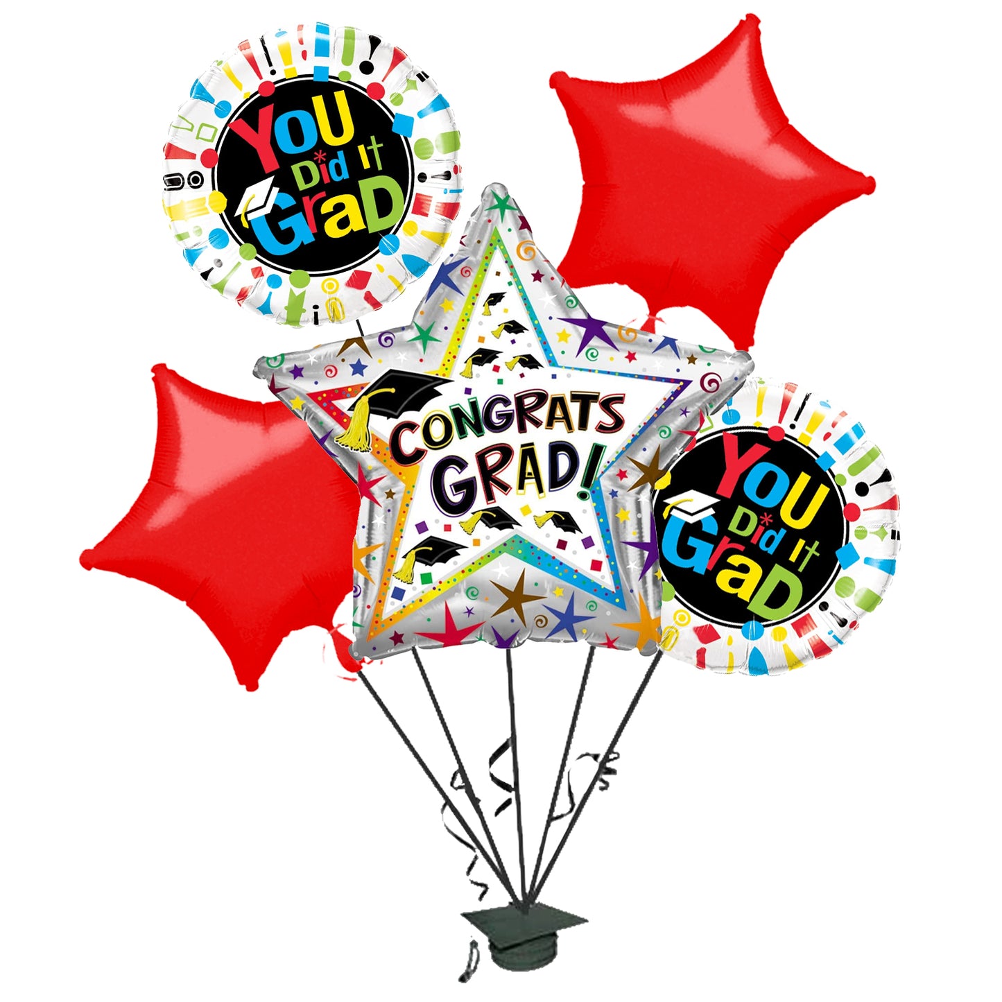 PMU Graduation "Congrats Grad" Star Balloon Bouquet (5/Pkg) Pkg/1