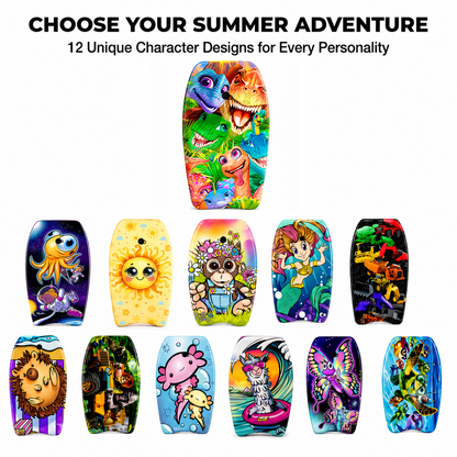 PMU 26 Inch Graphics Printed Bodyboard - Lightweight Wrist Leash Slick Bottom Boogie Board for Beach, Sea & Pool - Surfing Board for Kids, Teens & Adults Wave Conditions  Pkg/1