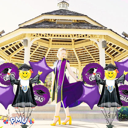 PMU Graduation Jumping Smiley Grad Balloon Bouquet (5/Pkg) Pkg/1