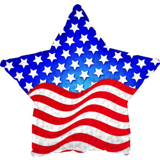 PMU Patriotic Prism Star Shaped Flag 9 Inch Mylar-Foil Balloon