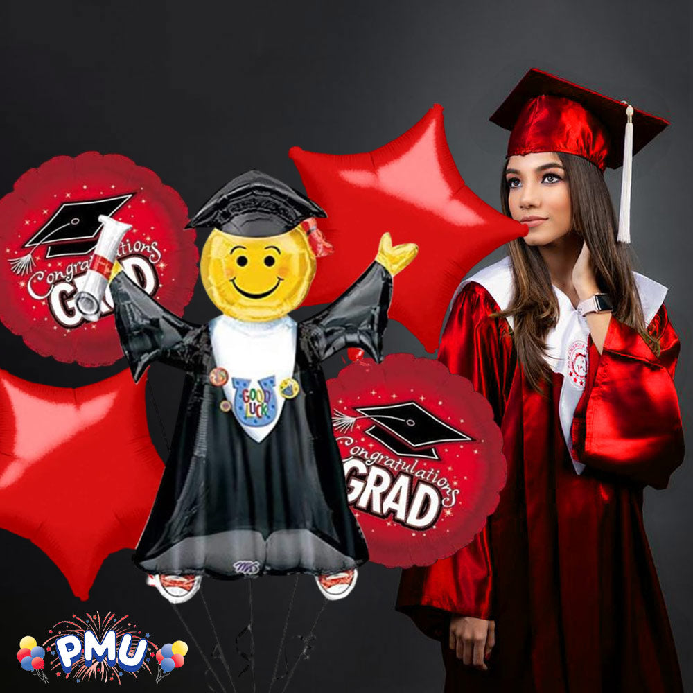 PMU Graduation Jumping Smiley Grad Balloon Bouquet (5/Pkg) Pkg/1