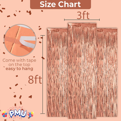 PMU Metallic Fringe Curtains | Metallic Foil Fringe Backdrop Curtains | Fringe Backdrop for Graduation, Birthday Party Decorations, Baby Shower, Disco Party |3ft x 8ft