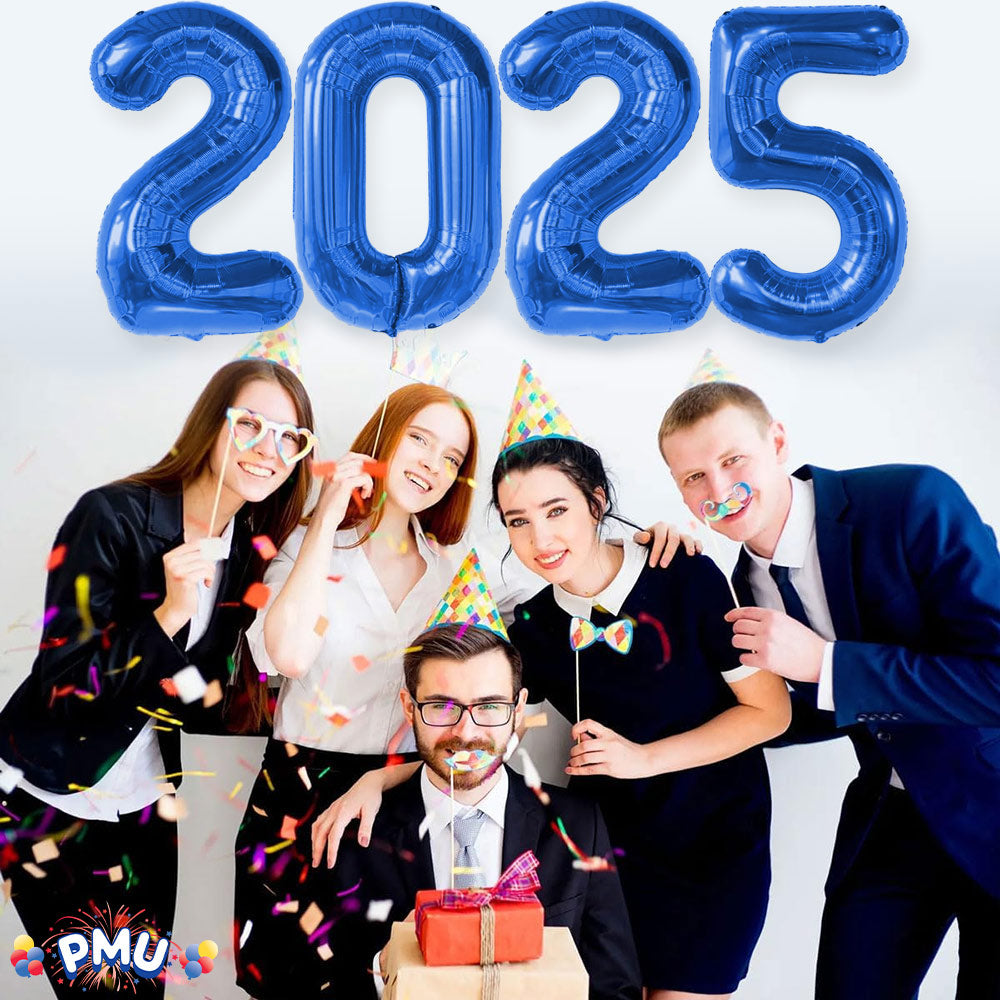 PMU New Year's Eve Party "2025" 16inch, 30inch, & 40inch in Number Mylar Balloons 2025 New Year, Graduation, Birthday, Special Events Accessories Party Celebration (4/pkg) Pkg/1