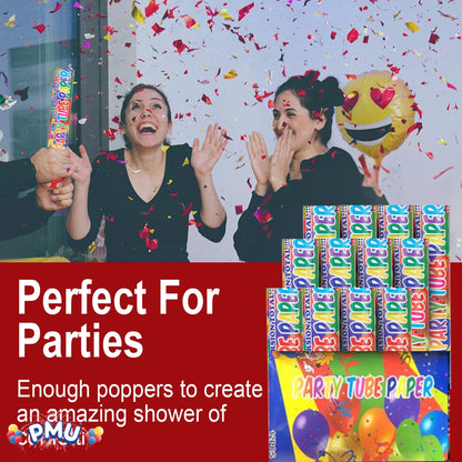 PMU Cannons Party Poppers - Confetti Blaster for Drive-by Birthdays-Celebrations, Graduation, Wedding, Christmas, New Year’s Eve - Party Poppers Confetti Shooters, Pkg/12