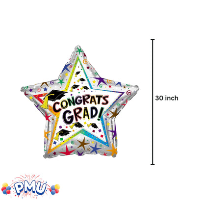 PMU Graduation Congrats Grad Star Shape 30 Inch Mylar Balloon