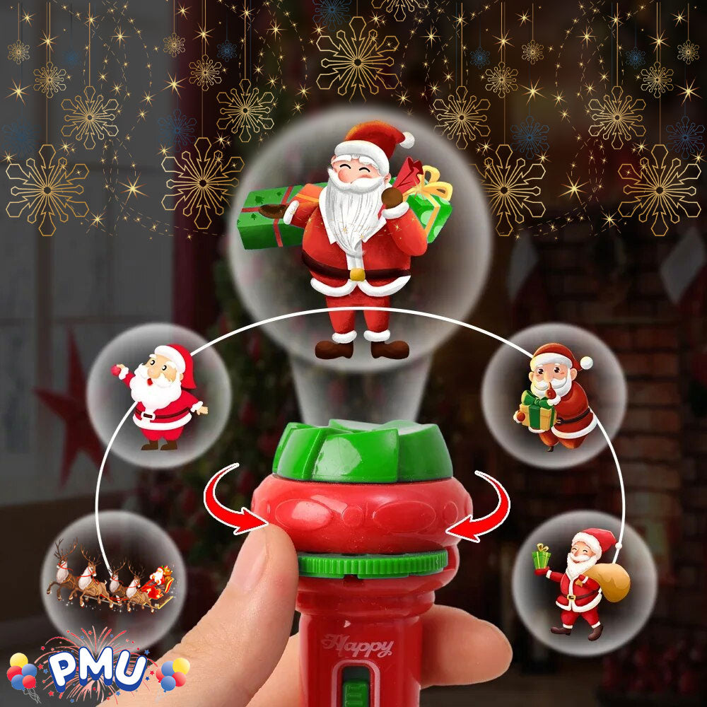 PMU Christmas Light Up Door Cover 30 Inch x 60 Inch and Flashlight Projector for Kids