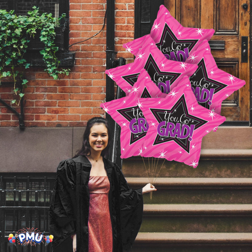 PMU Congrats Grad Cap Balloon, Star 18in Mylar | Graduation Decoration Mylar Balloons | Celebrate Success with Vibrant Graduation Balloons | Balloon Graduation Décor