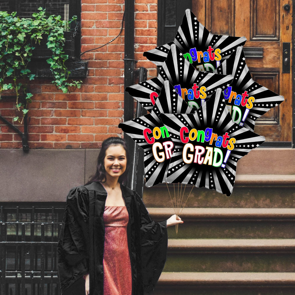 PMU Congrats Grad Cap Balloon, Star 18in Mylar | Graduation Decoration Mylar Balloons | Celebrate Success with Vibrant Graduation Balloons | Balloon Graduation Décor