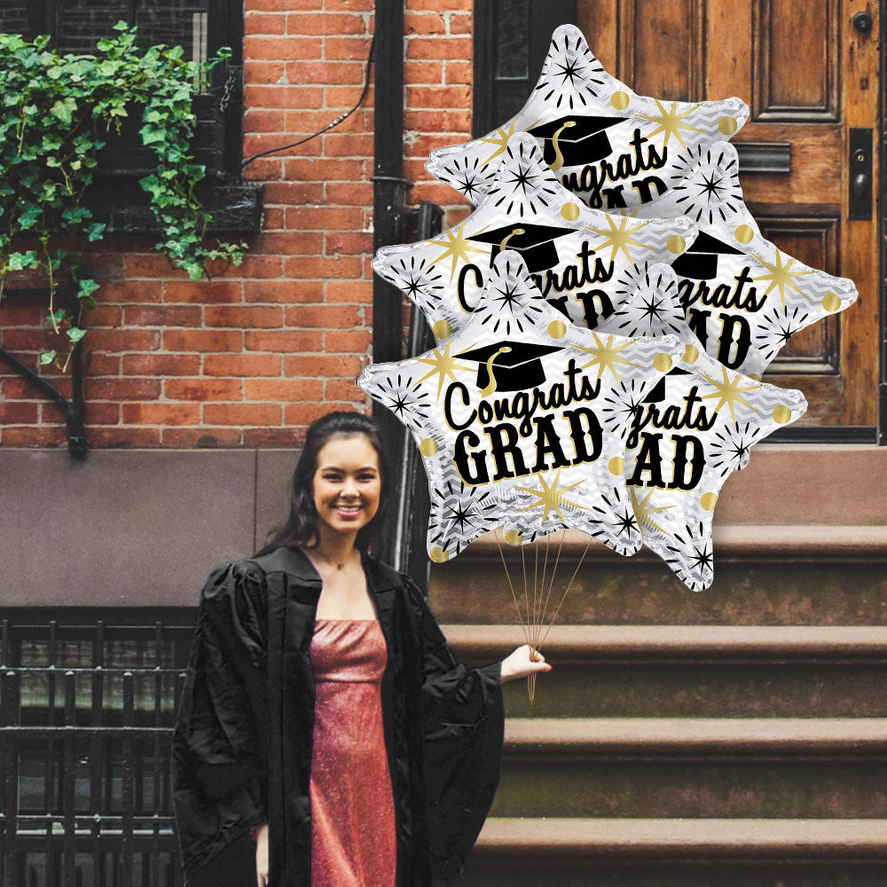 PMU Congrats Grad Cap Balloon, Star 18in Mylar | Graduation Decoration Mylar Balloons | Celebrate Success with Vibrant Graduation Balloons | Balloon Graduation Décor