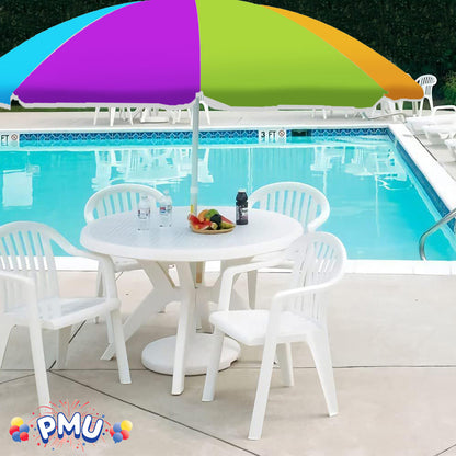 PMU Beach Umbrella 6 feet Opens to 72 inches Multicolor Beach Parasol and Outdoor Sun Protection Polyester