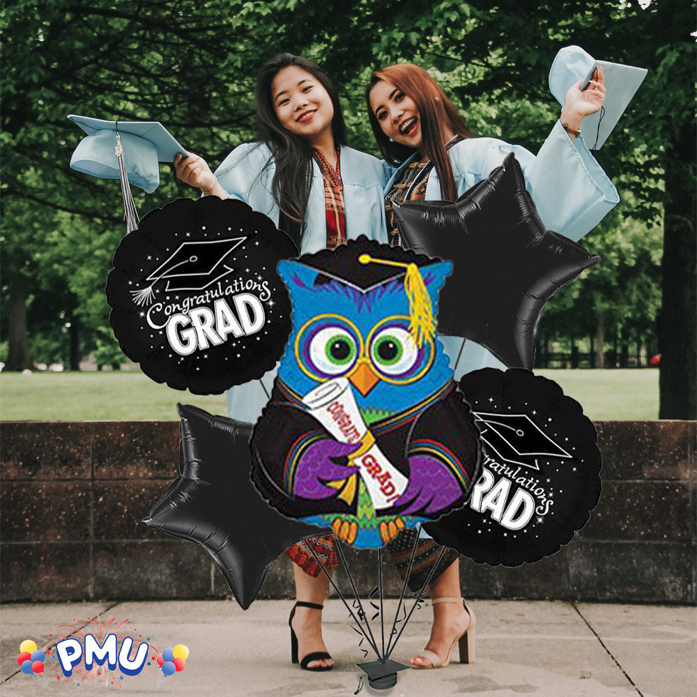 PMU Graduation Jumping Smiley Grad Balloon Bouquet (5/Pkg) Pkg/1