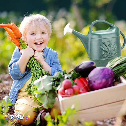 PMU 2 Gallon Watering Can - Garden Watering Can for Indoor & Outdoor Plants - Plastic Water Can with Detachable Sprinkler Head - Large Water Pot, Made in USA