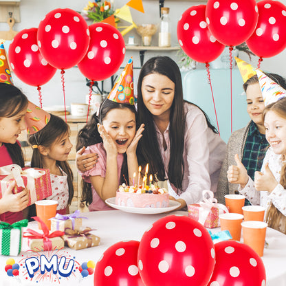 PMU Polka Dot Balloons PartyTex 11 Inch with All-Over Print White Dots