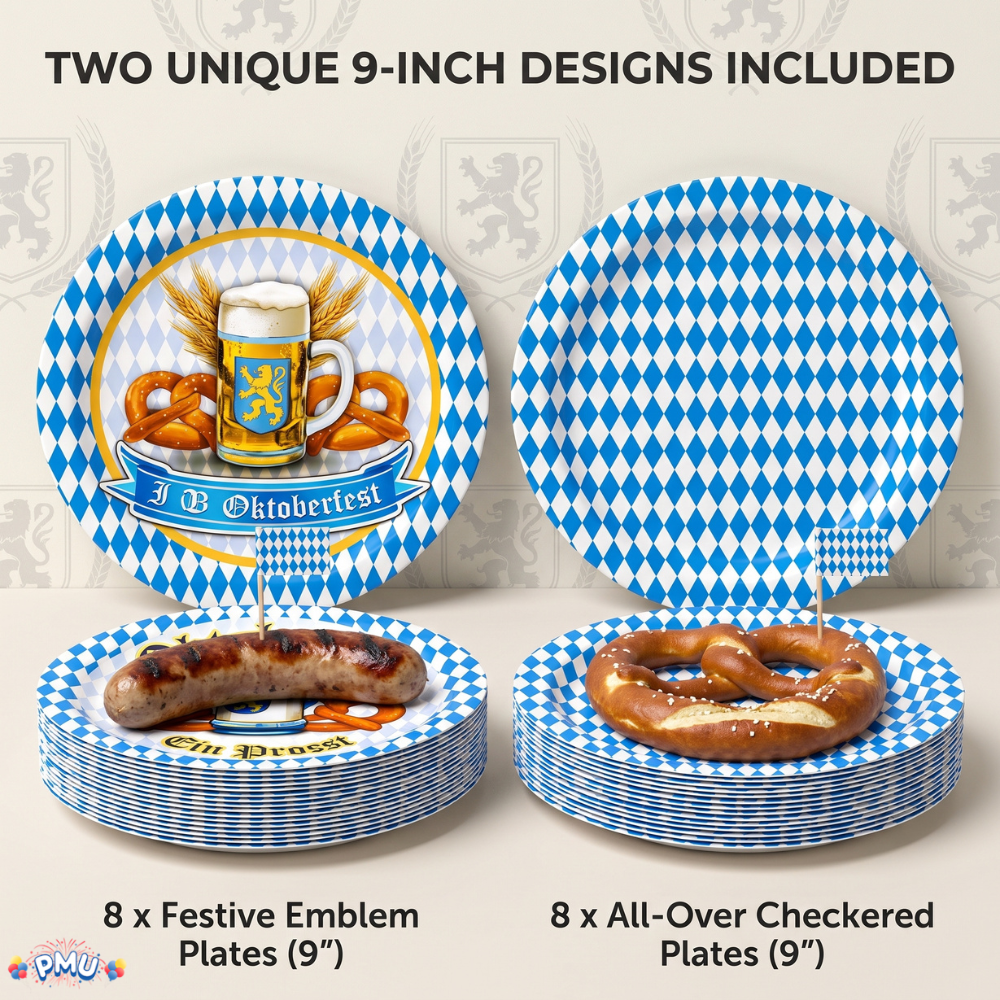 Oktoberfest Party Supplies Set Tableware Favors 138 Pcs for 8 Guests