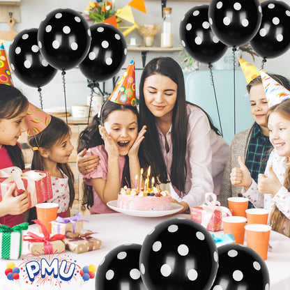 PMU Polka Dot Balloons PartyTex 11 Inch with All-Over Print White Dots