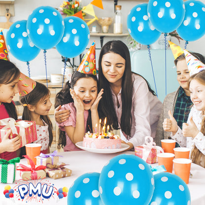 PMU Polka Dot Balloons PartyTex 11 Inch with All-Over Print White Dots