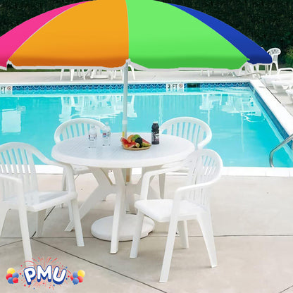 PMU Beach Umbrella 6 feet Opens to 72 inches Multicolor Beach Parasol and Outdoor Sun Protection Polyester
