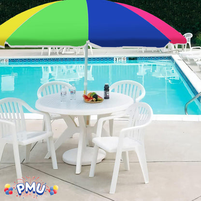 PMU Beach Umbrella 6 feet Opens to 72 inches Multicolor Beach Parasol and Outdoor Sun Protection Polyester