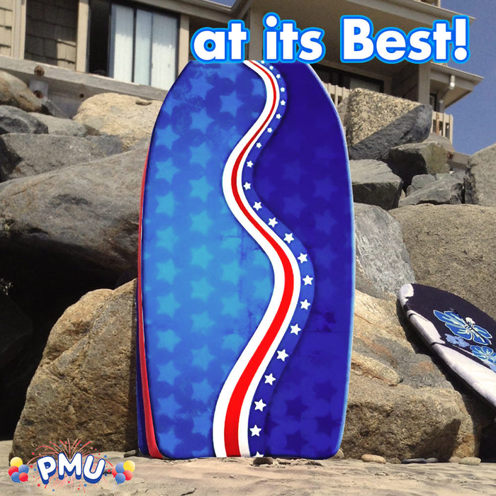 PMU 33-Inch Graphics Printed Bodyboard - Lightweight Wrist Leash Slick Bottom Boogie Board for Beach, Sea & Pool - Surfing Board for Kids, Teens & Adults