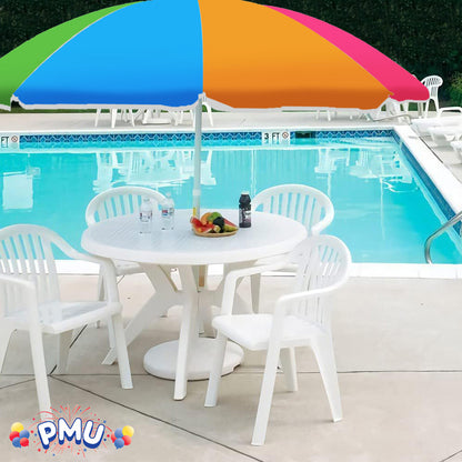 PMU Beach Umbrella 6 feet Opens to 72 inches Multicolor Beach Parasol and Outdoor Sun Protection Polyester
