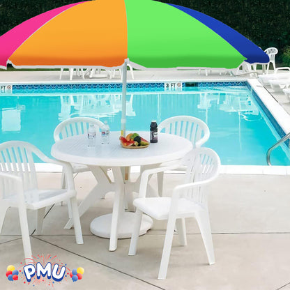 PMU Beach Umbrella 6 feet Opens to 72 inches Multicolor Beach Parasol and Outdoor Sun Protection Polyester