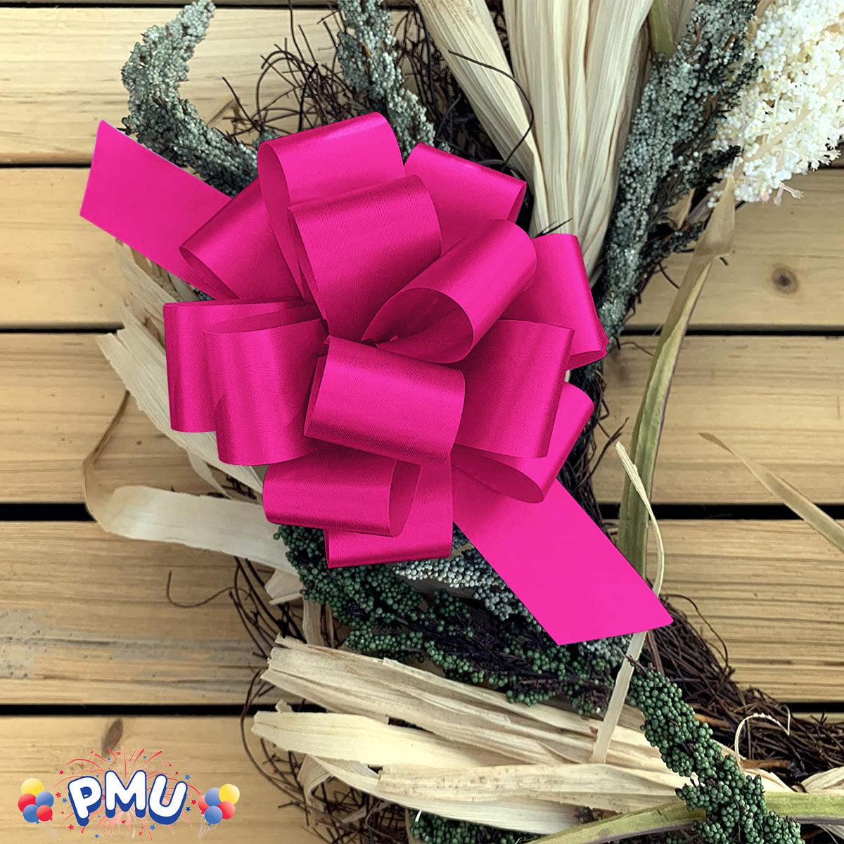 PMU Perfect Pull String Bows - Gift Bows for Wedding, Birthdays & Anniversaries - Ribbon Bows for Flowers & Basket Decoration - Large Bow for Gift Wrapping - 5 Inch 20 Loops