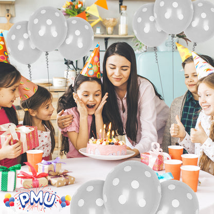 PMU Polka Dot Balloons PartyTex 11 Inch with All-Over Print White Dots