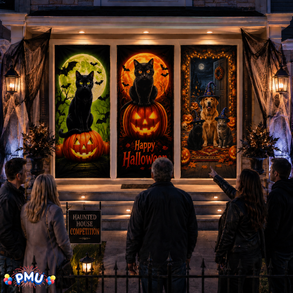 PMU 3 Pcs Halloween Door Cover, High-Definition Door Cover Halloween Decor