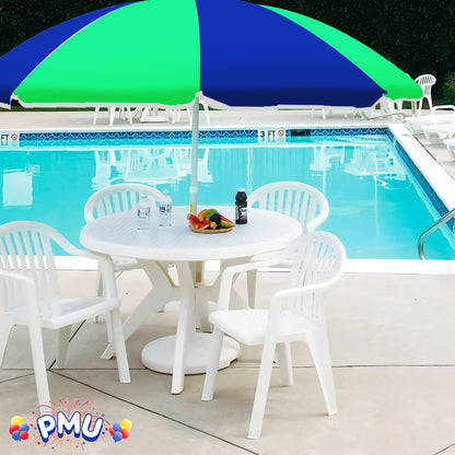 PMU Beach Umbrella 6 feet Opens to 72 inches Multicolor Beach Parasol and Outdoor Sun Protection Polyester