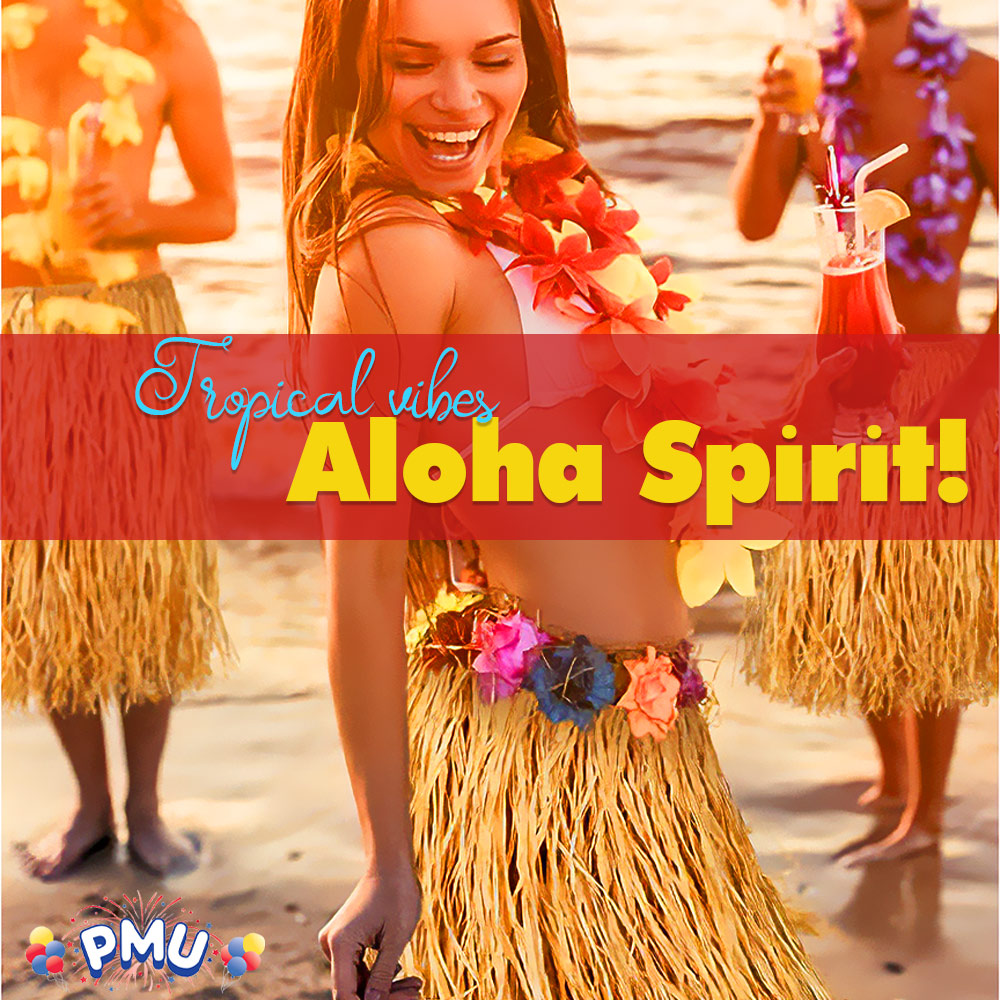 PMU Hawaiian Luau - Deluxe Grass Skirt W/Flower Trim Party Accessory