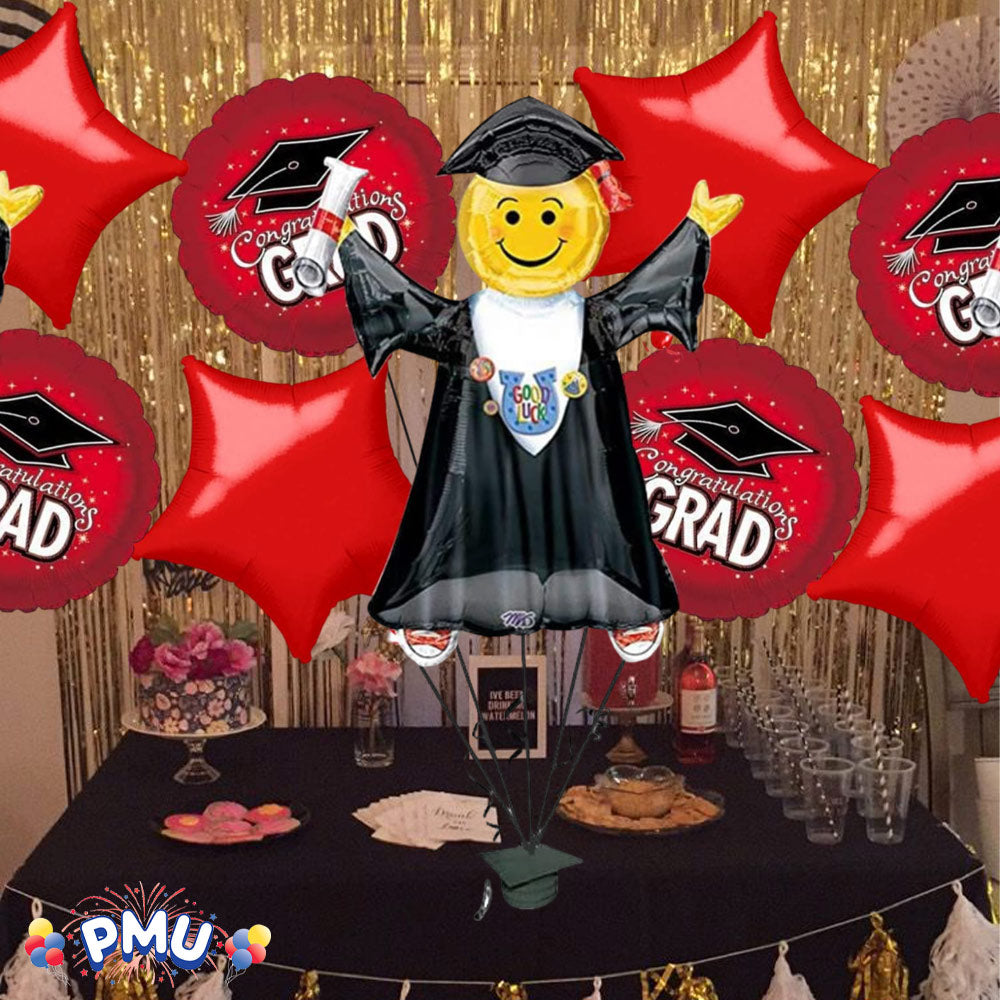 PMU Graduation Jumping Smiley Grad Balloon Bouquet (5/Pkg) Pkg/1