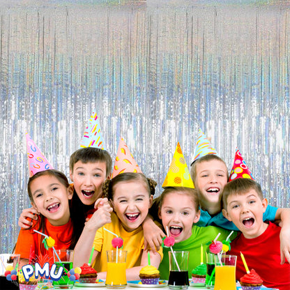 PMU Metallic Fringe Curtains | Metallic Foil Fringe Backdrop Curtains | Fringe Backdrop for Graduation, Birthday Party Decorations, Baby Shower, Disco Party |3ft x 8ft