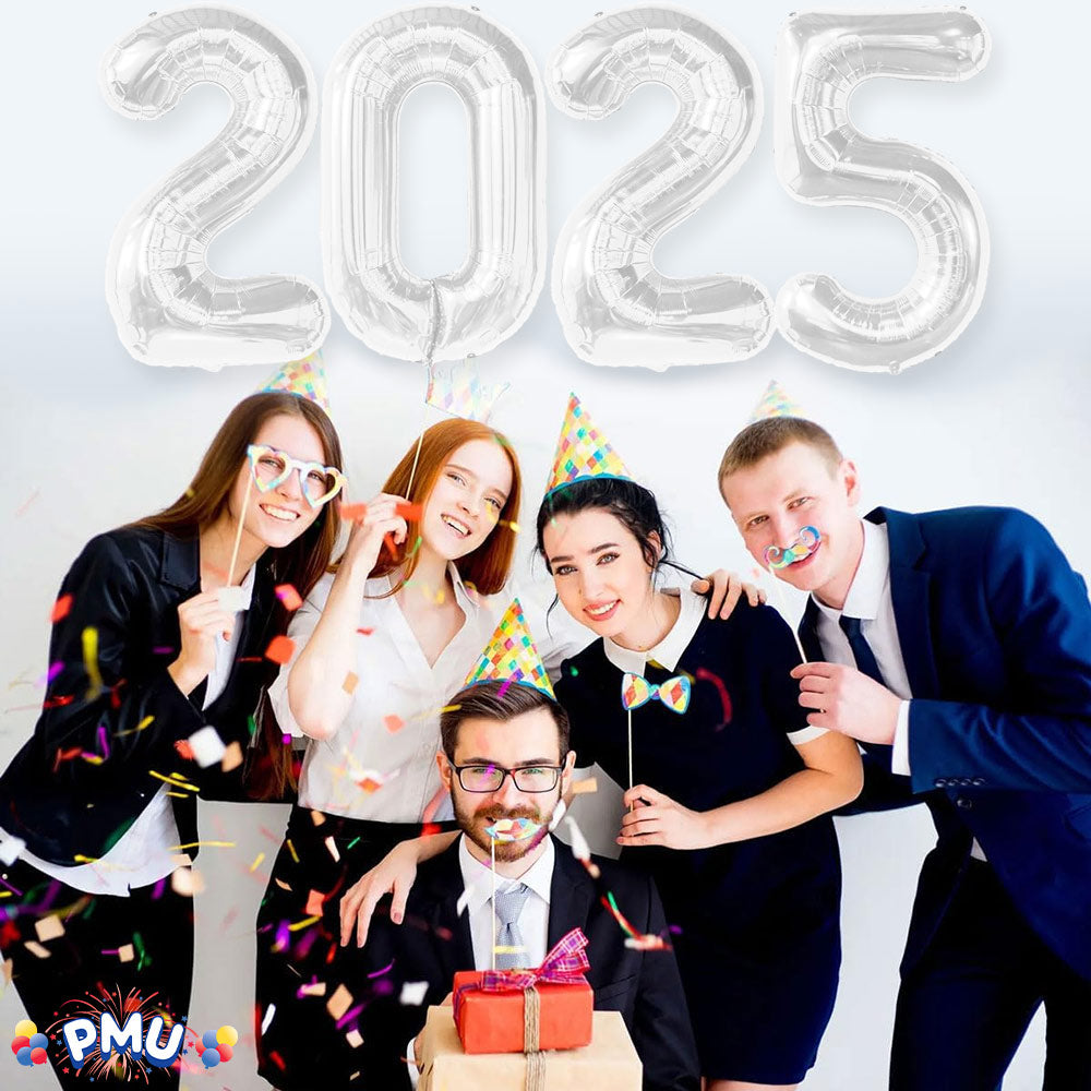 PMU New Year's Eve Party "2025" 16inch, 30inch, & 40inch in Number Mylar Balloons 2025 New Year, Graduation, Birthday, Special Events Accessories Party Celebration (4/pkg) Pkg/1