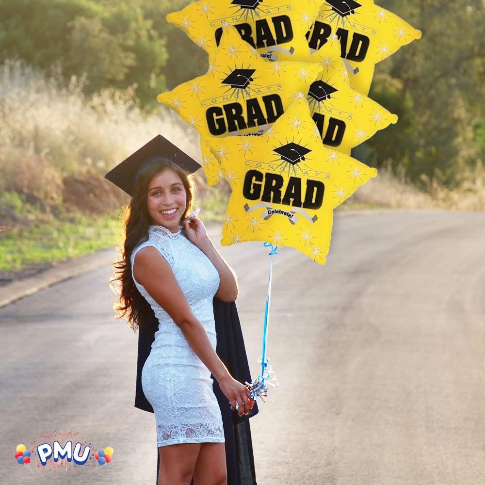 PMU Congrats Grad Cap Balloon, Star 18in Mylar | Graduation Decoration Mylar Balloons | Celebrate Success with Vibrant Graduation Balloons | Balloon Graduation Décor