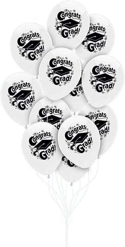 PMU Graduation Balloons | Premium Congrats Grad Balloon with All-Over Print Grad Caps-Confetti and Streamers | Graduation Party Supplies & Decorations | Latex Balloons
