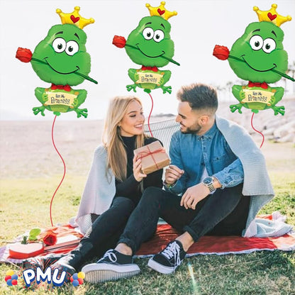 PMU 4 Pieces 39 Inches Valentine's Day Balloons, Kiss Me Princess-Frog Balloons,Love Balloons For Special Events, Photo Props Party Decoration and Accessories (4/Pkg)