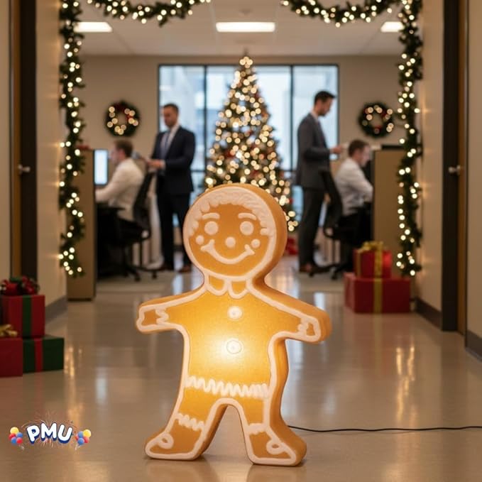 PMU Christmas Light-Up Blow Mold Decorations – Candy Cane, Gingerbread Figures, Mrs. Claus, Noel Candle & Toy Soldier | Illuminated Indoor/Outdoor Holiday Yard Statues with Corded Light