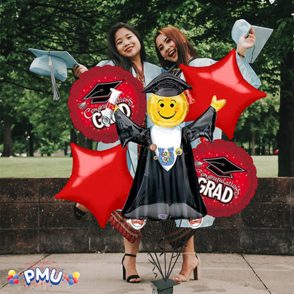 PMU Graduation Jumping Smiley Grad Balloon Bouquet (5/Pkg) Pkg/1
