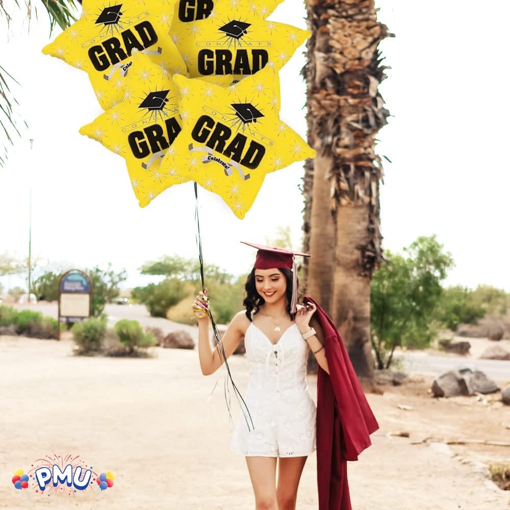 PMU Congrats Grad Cap Balloon, Star 18in Mylar | Graduation Decoration Mylar Balloons | Celebrate Success with Vibrant Graduation Balloons | Balloon Graduation Décor