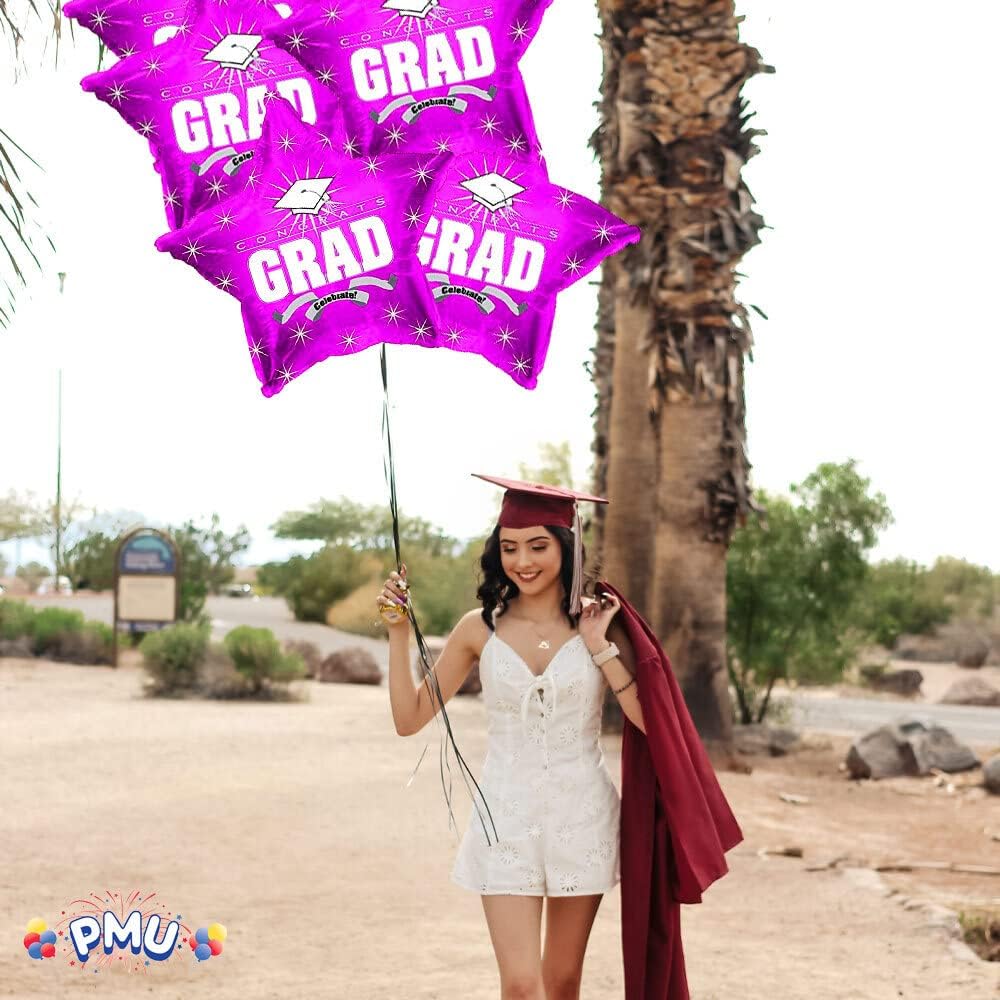 PMU Congrats Grad Cap Balloon, Star 18in Mylar | Graduation Decoration Mylar Balloons | Celebrate Success with Vibrant Graduation Balloons | Balloon Graduation Décor