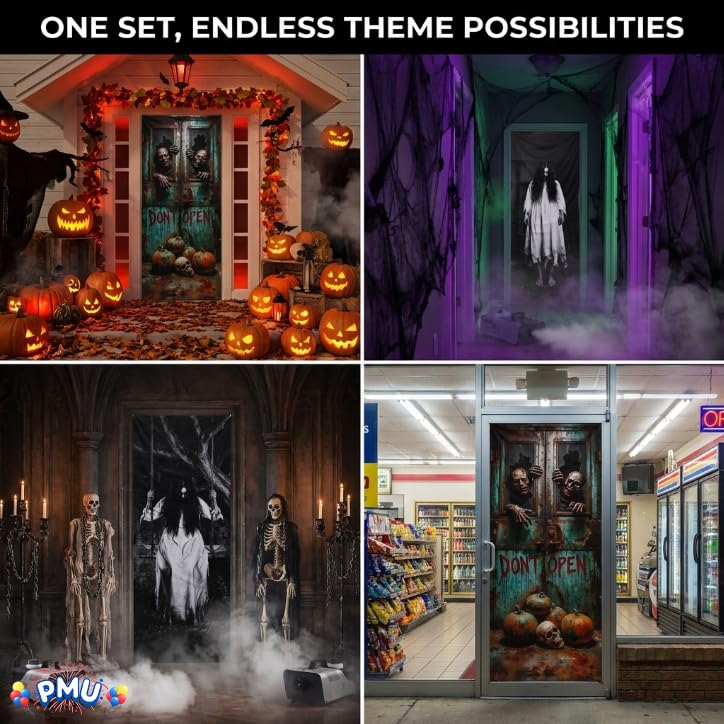 PMU 3 Pcs Halloween Door Cover, High-Definition Door Cover Halloween Decor